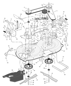 Mower Housing Diagram and Parts List for 385015X50A 2003 Briggs and Stratton Lawn Tractor